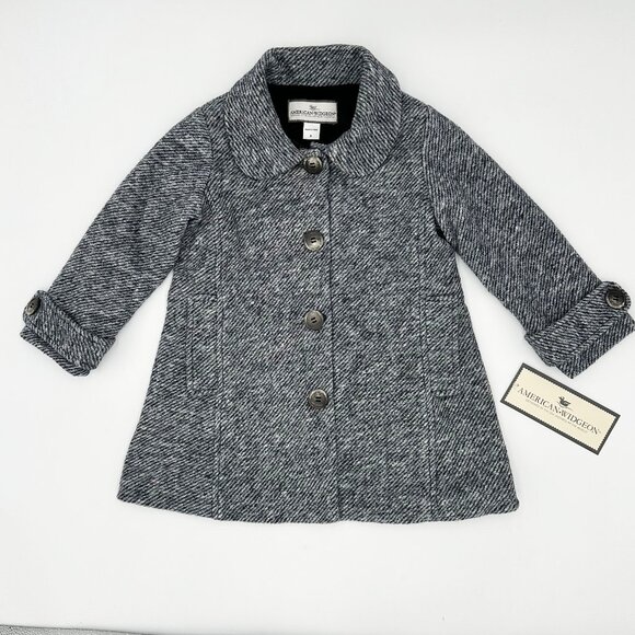 NWT American Widgeon Button A-Line Coat Indigo Heather Size 4 – Fully lined - Picture 1 of 6